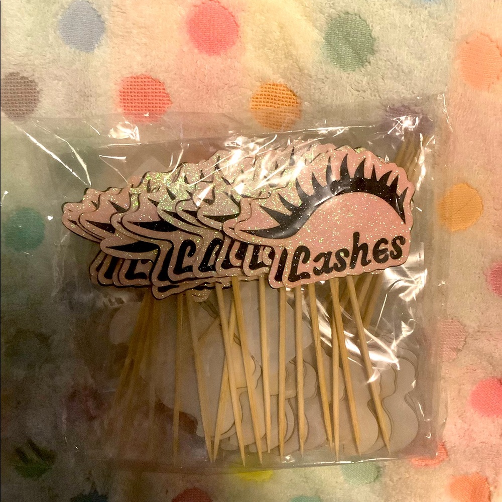 Gender reveal cupcake toppers. Staches or Lashes. 30 Ct (15 of each)